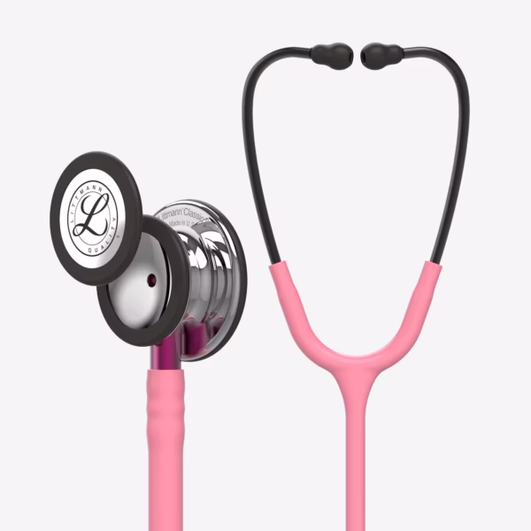 Classic III Pearl Pink Tube Mirror Chestpiece Pink Stem Smoke Headset 01